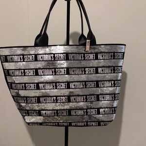 2018 Victoria's Secret Shimmering Silver and Black Tote